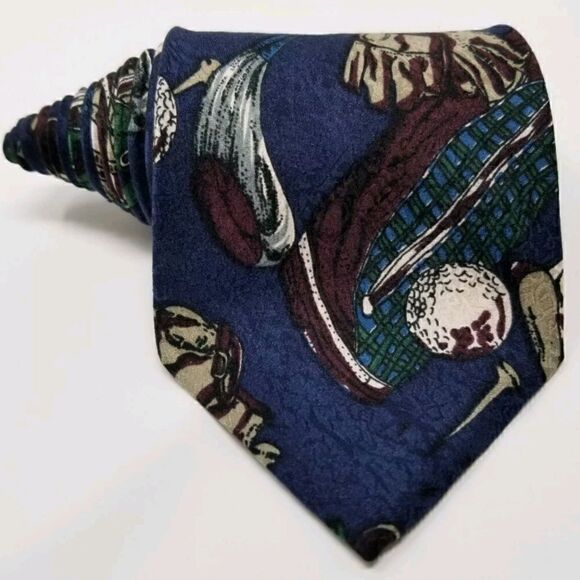 Momento Uno Navy Blue Golfing Golf Clubs Ball Tie - Picture 1 of 5